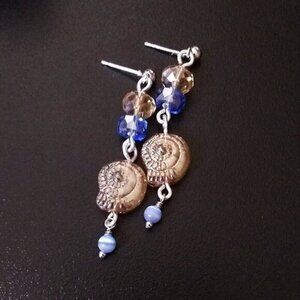 One-of-a-kind + Handmade! Catseye + Crystals Beads & Czech Glass Snail Shell